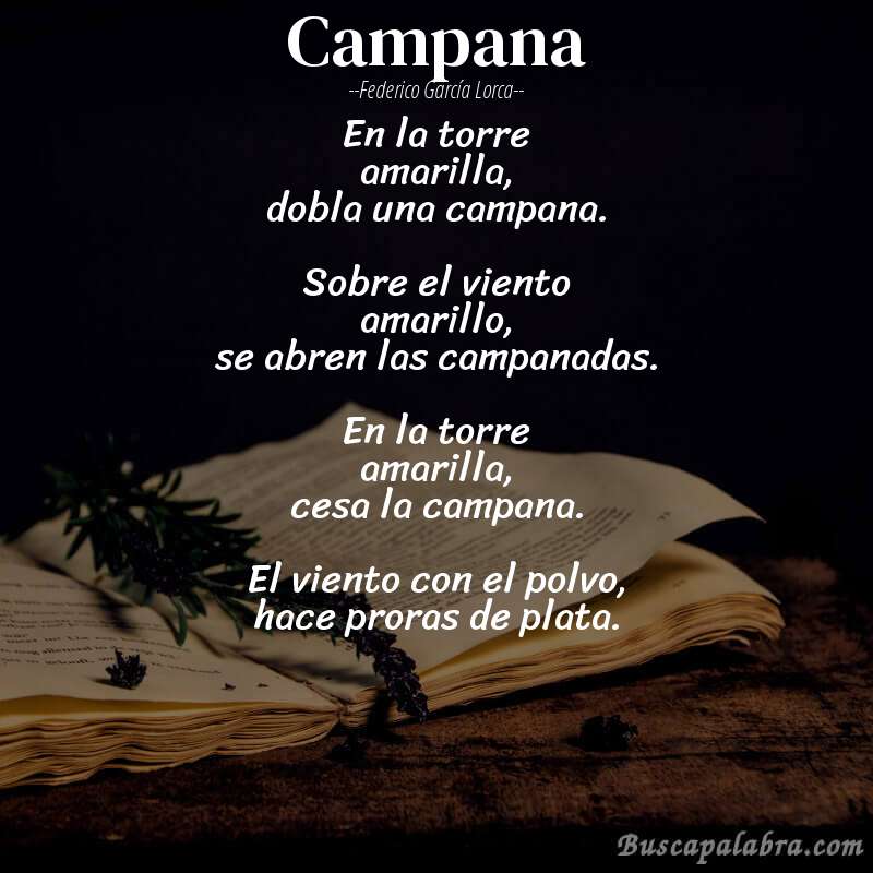 Poema Campana de Federico García Lorca con fondo de libro