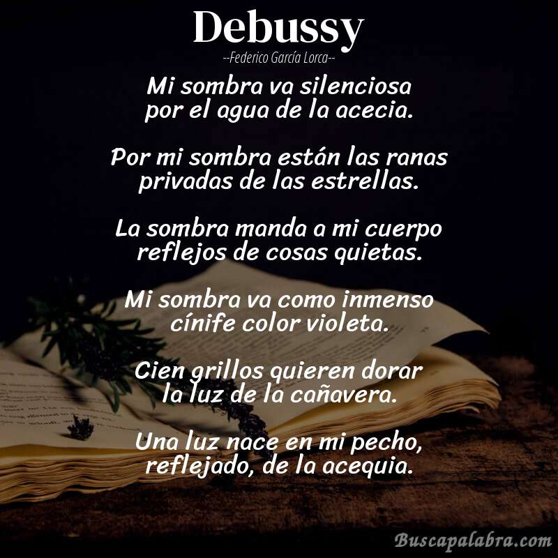 Poema Debussy de Federico García Lorca con fondo de libro