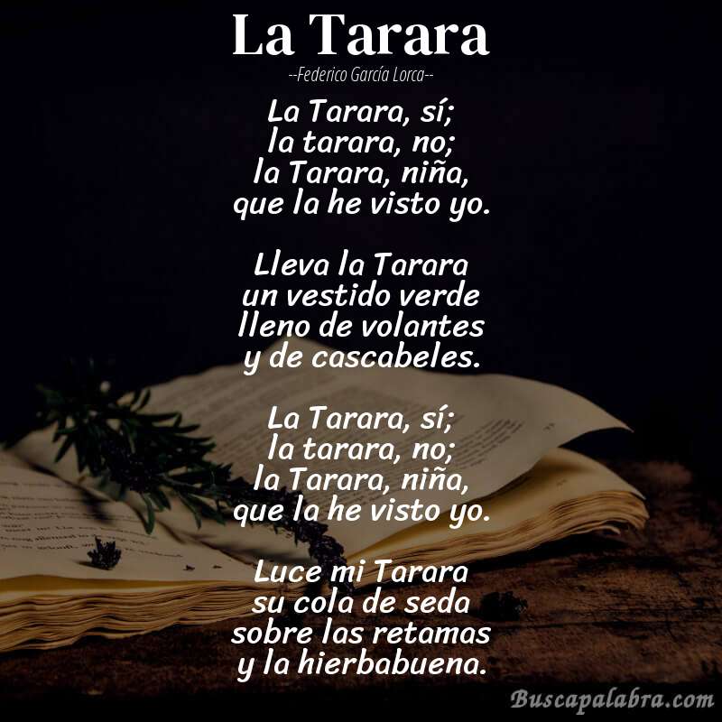 Poema La Tarara de Federico García Lorca con fondo de libro