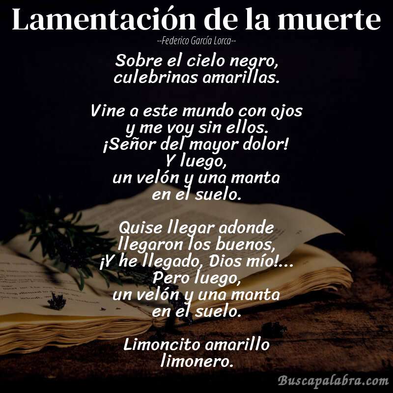 Poema Lamentación de la muerte de Federico García Lorca con fondo de libro