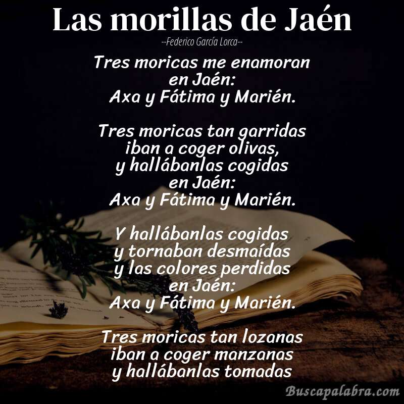 Poema Las morillas de Jaén de Federico García Lorca con fondo de libro