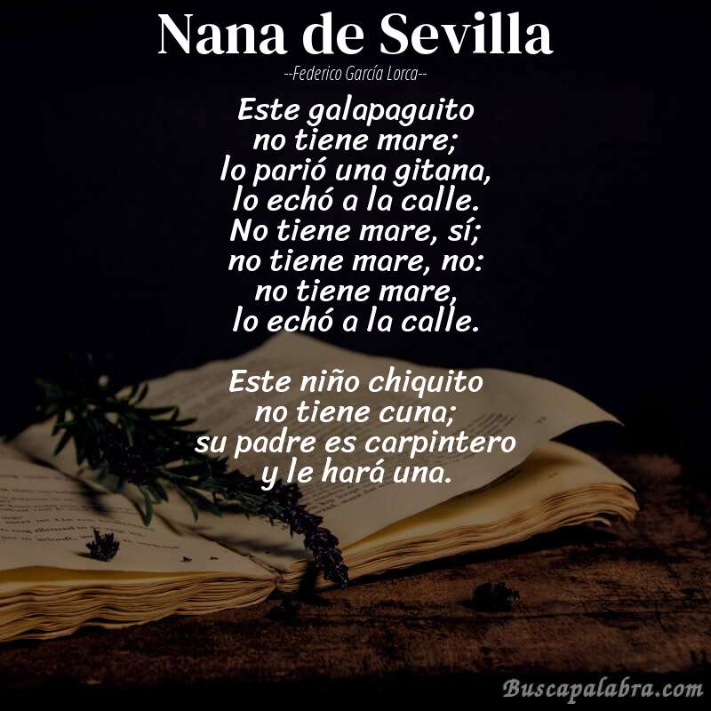 Poema Nana de Sevilla de Federico García Lorca con fondo de libro