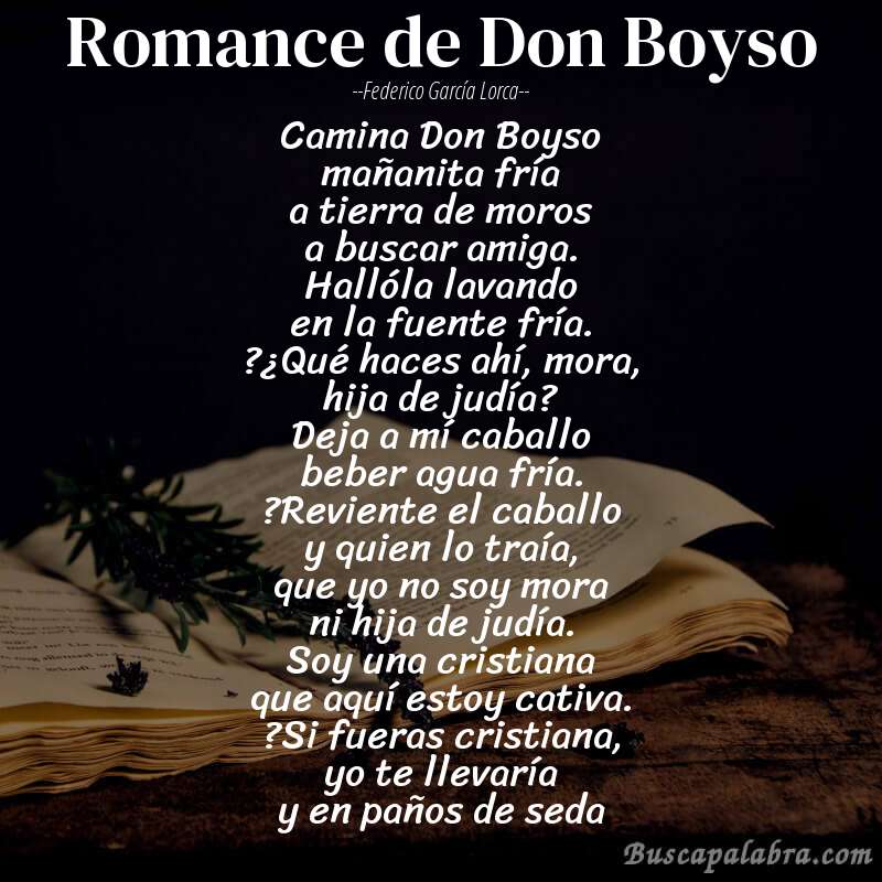 Poema Romance de Don Boyso de Federico García Lorca con fondo de libro