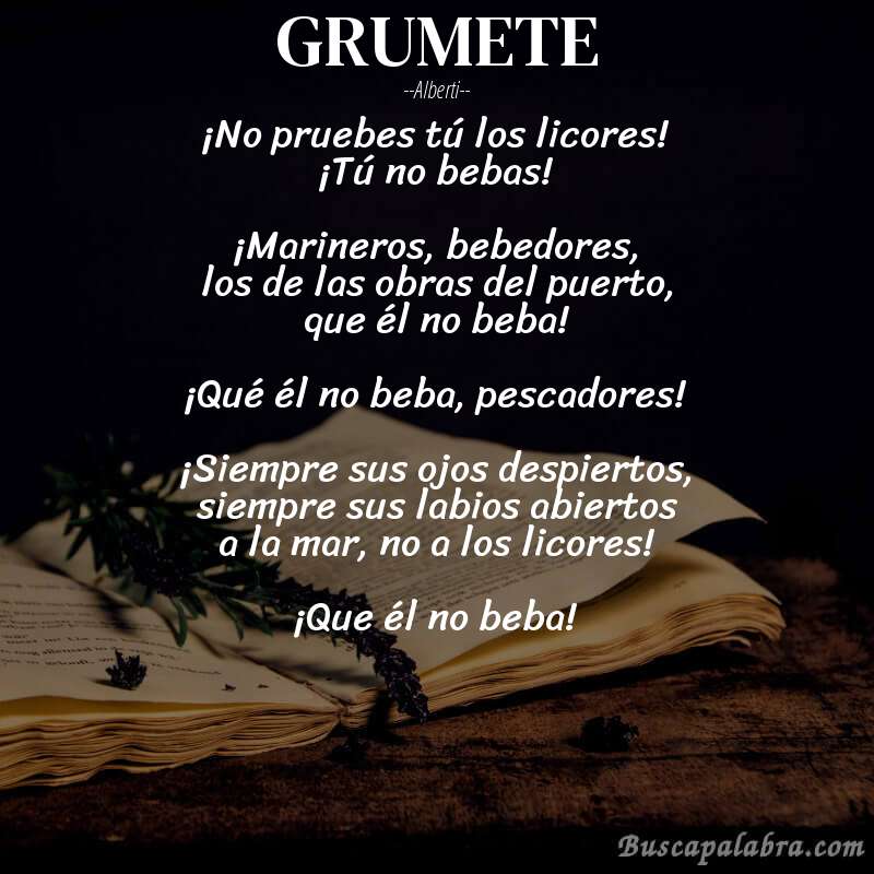 Poema GRUMETE de Alberti con fondo de libro