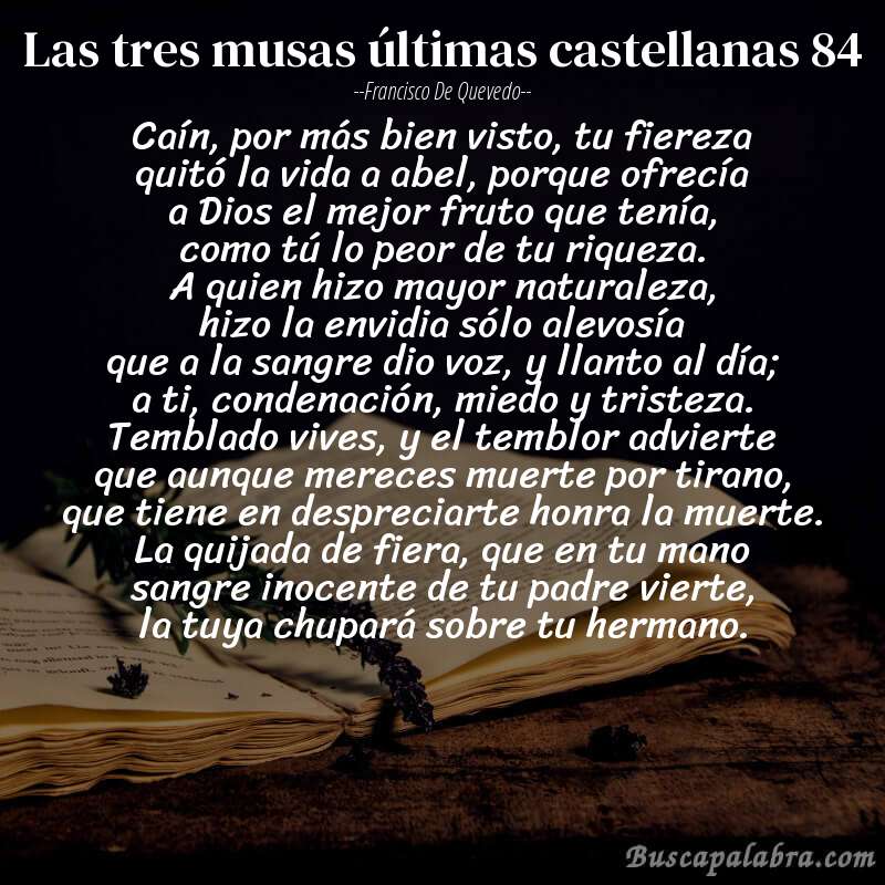Poema las tres musas últimas castellanas 84 de Francisco de Quevedo con fondo de libro