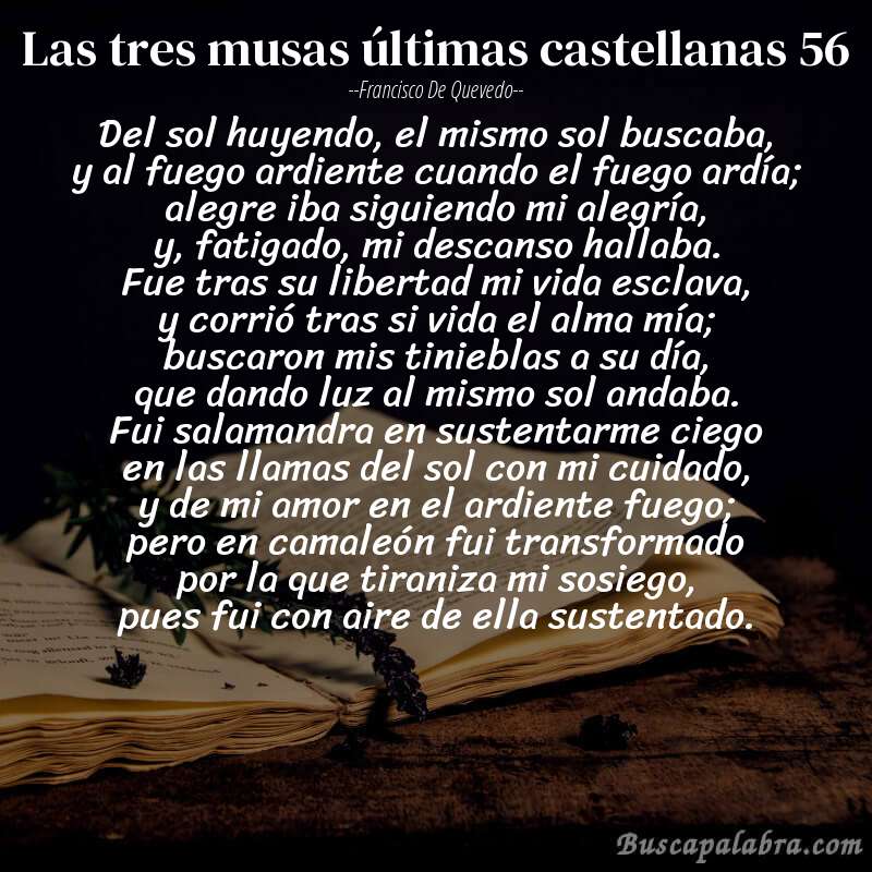 Poema las tres musas últimas castellanas 56 de Francisco de Quevedo con fondo de libro