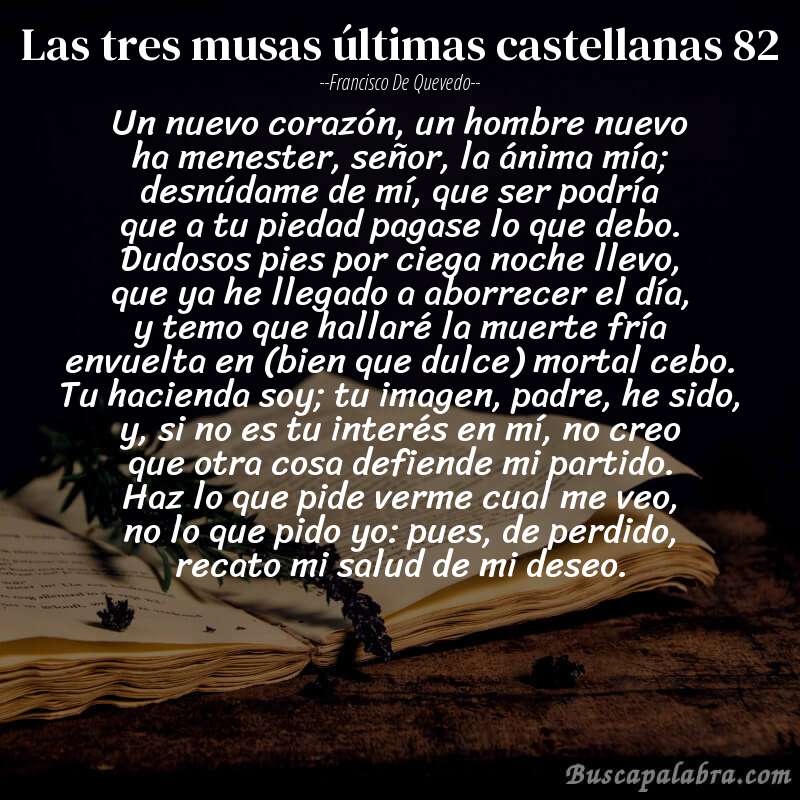 Poema las tres musas últimas castellanas 82 de Francisco de Quevedo con fondo de libro