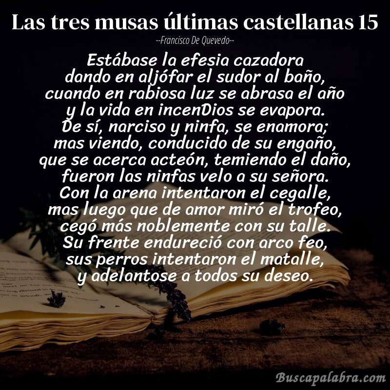 Poema las tres musas últimas castellanas 15 de Francisco de Quevedo con fondo de libro