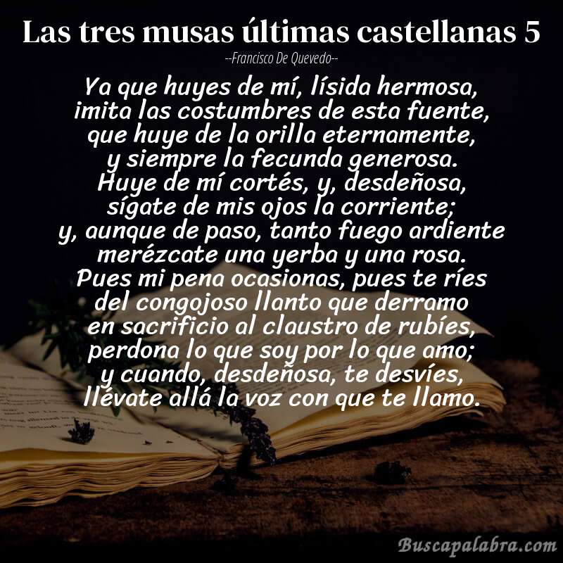 Poema las tres musas últimas castellanas 5 de Francisco de Quevedo con fondo de libro