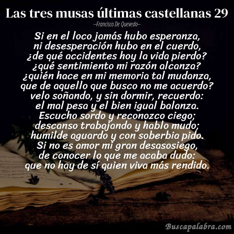 Poema las tres musas últimas castellanas 29 de Francisco de Quevedo con fondo de libro
