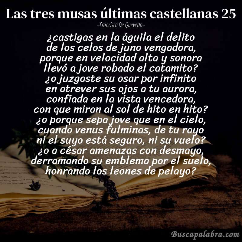 Poema las tres musas últimas castellanas 25 de Francisco de Quevedo con fondo de libro