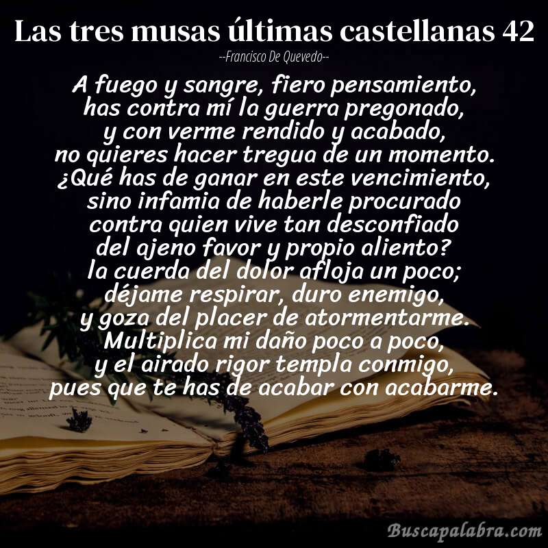 Poema las tres musas últimas castellanas 42 de Francisco de Quevedo con fondo de libro