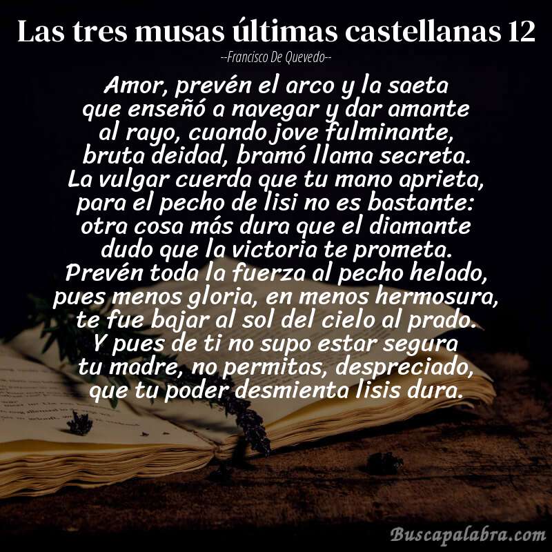 Poema las tres musas últimas castellanas 12 de Francisco de Quevedo con fondo de libro