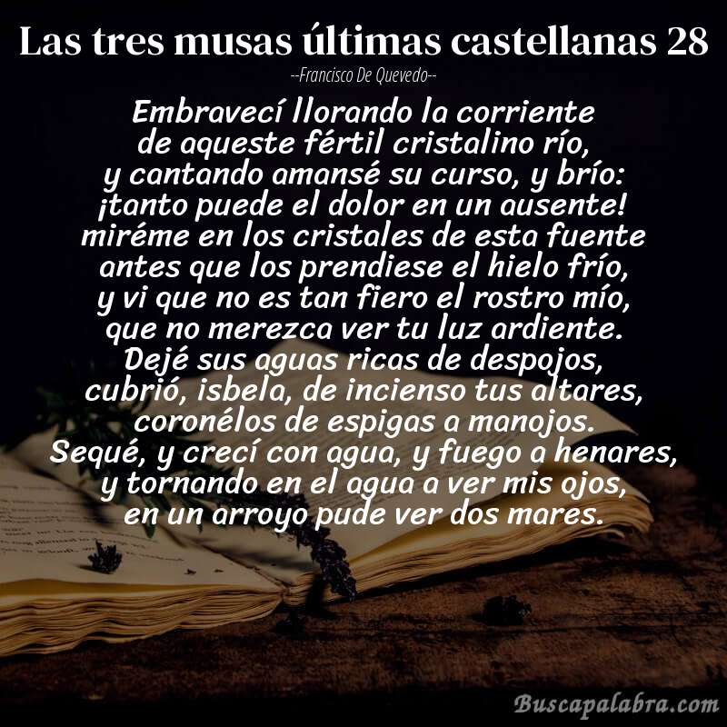 Poema las tres musas últimas castellanas 28 de Francisco de Quevedo con fondo de libro