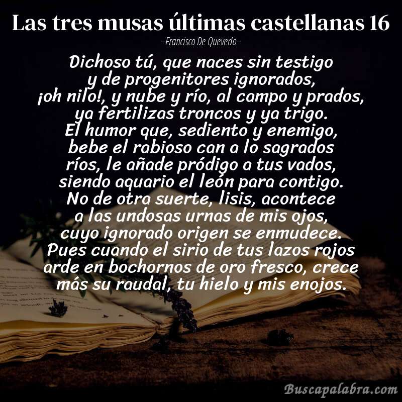 Poema las tres musas últimas castellanas 16 de Francisco de Quevedo con fondo de libro