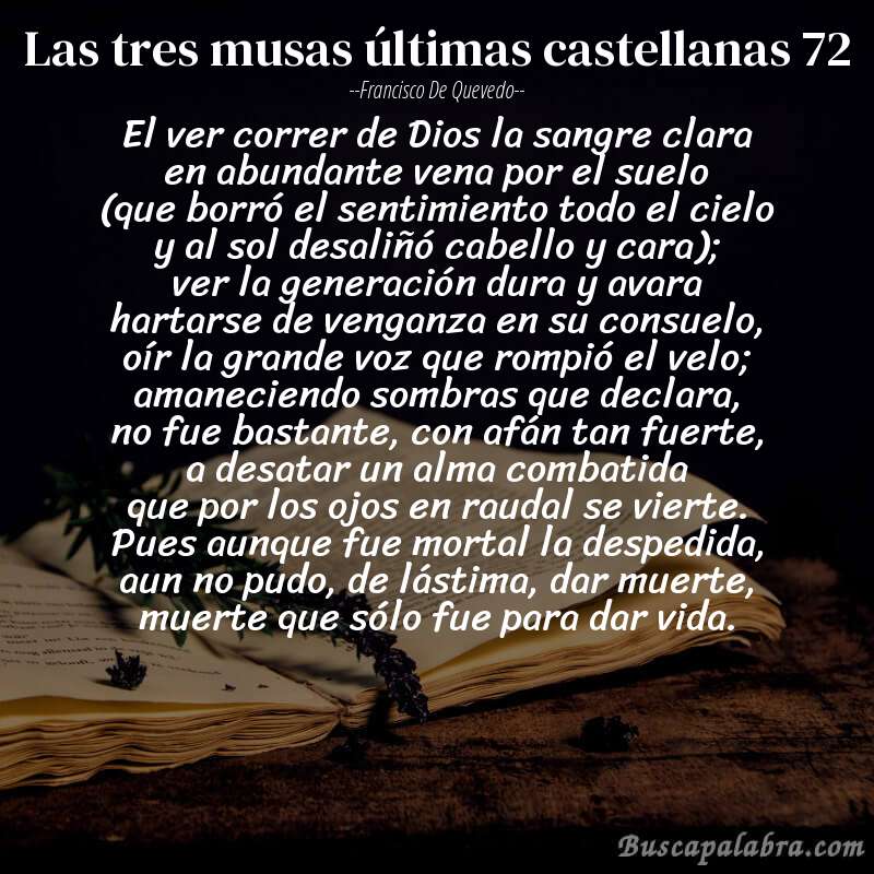 Poema las tres musas últimas castellanas 72 de Francisco de Quevedo con fondo de libro