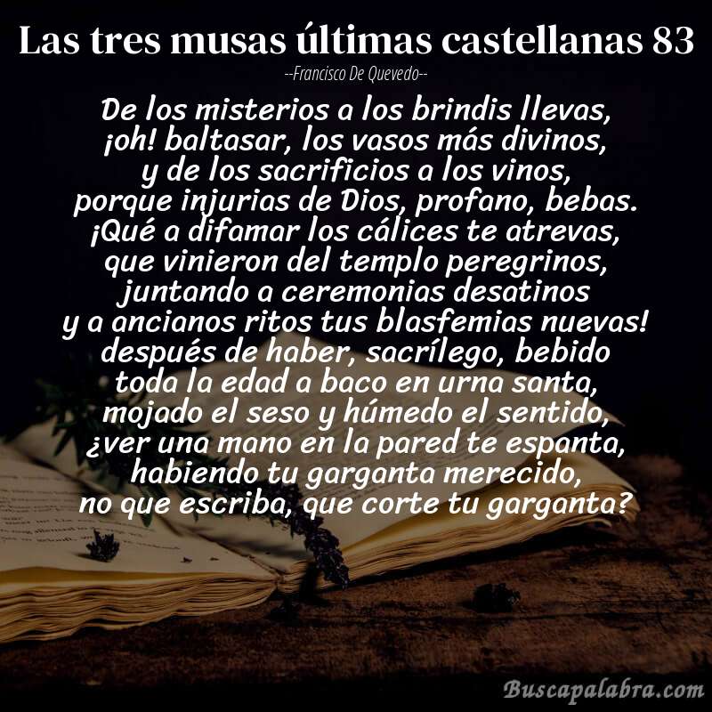 Poema las tres musas últimas castellanas 83 de Francisco de Quevedo con fondo de libro