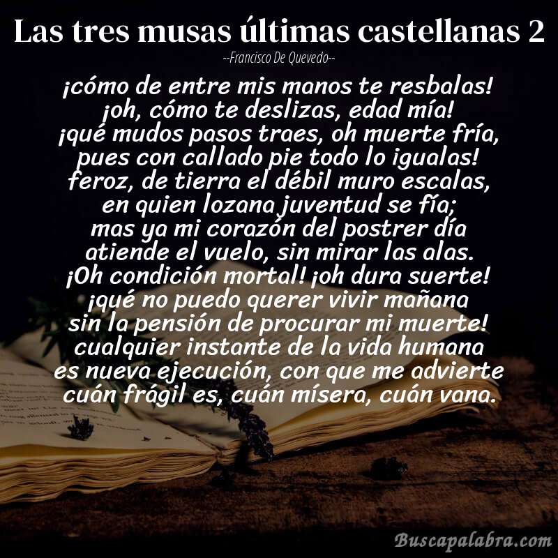 Poema las tres musas últimas castellanas 2 de Francisco de Quevedo con fondo de libro