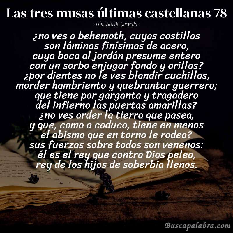 Poema las tres musas últimas castellanas 78 de Francisco de Quevedo con fondo de libro