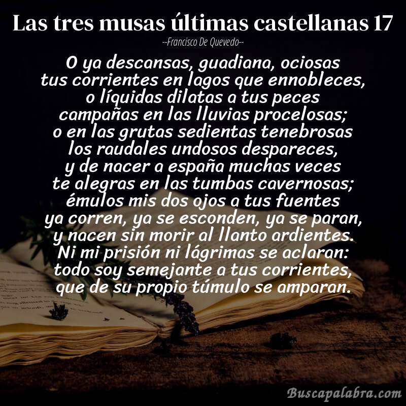 Poema las tres musas últimas castellanas 17 de Francisco de Quevedo con fondo de libro