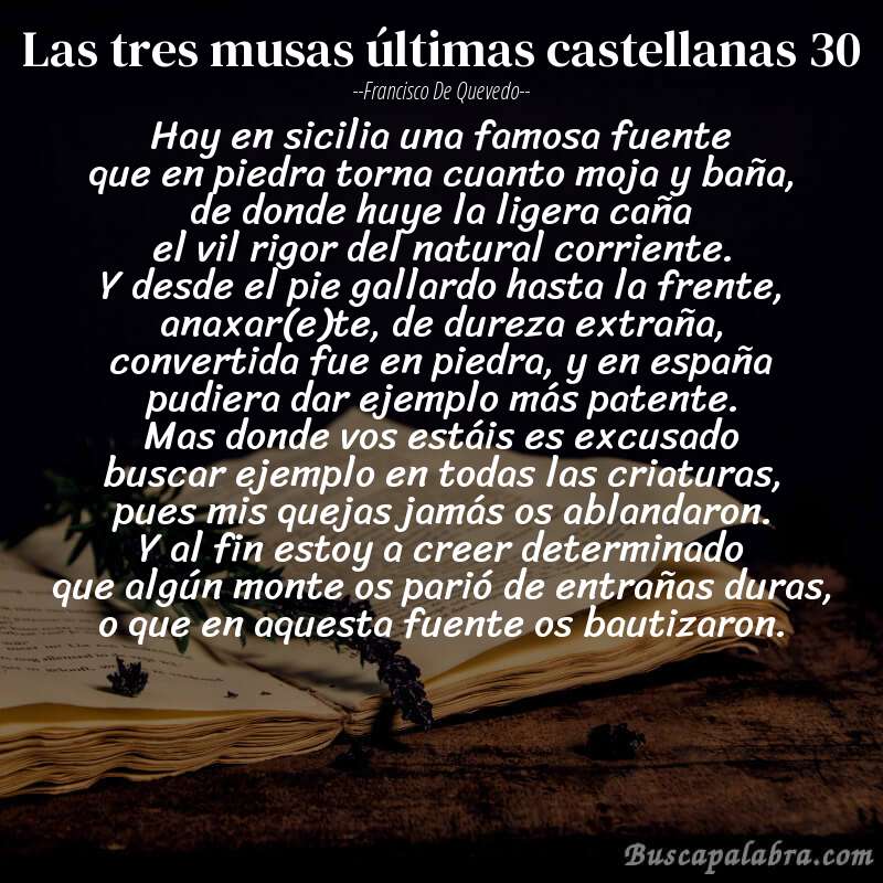 Poema las tres musas últimas castellanas 30 de Francisco de Quevedo con fondo de libro