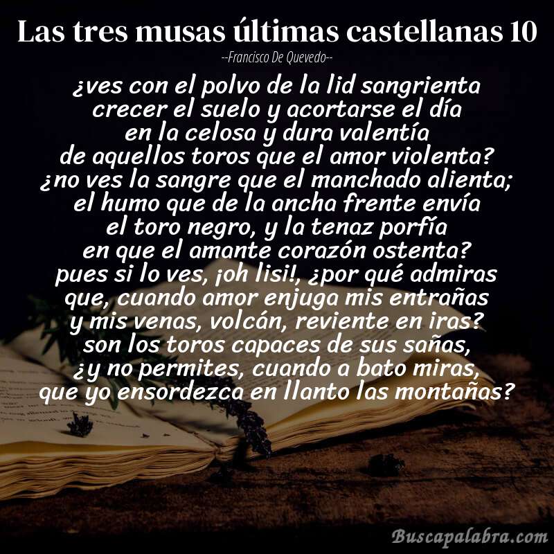 Poema las tres musas últimas castellanas 10 de Francisco de Quevedo con fondo de libro