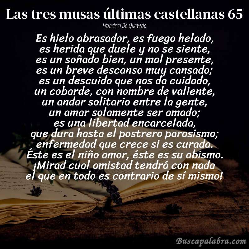 Poema las tres musas últimas castellanas 65 de Francisco de Quevedo con fondo de libro