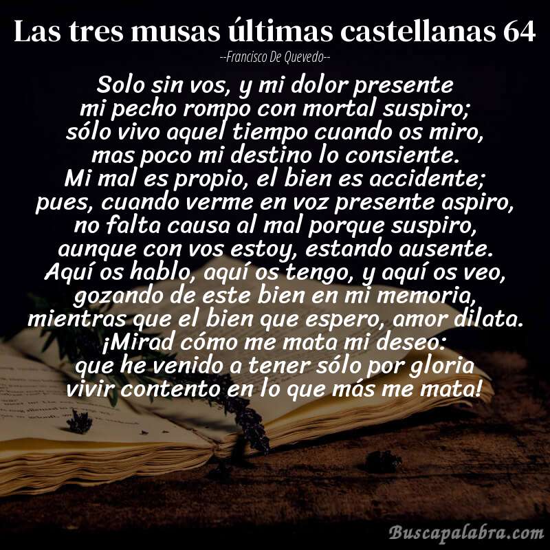 Poema las tres musas últimas castellanas 64 de Francisco de Quevedo con fondo de libro