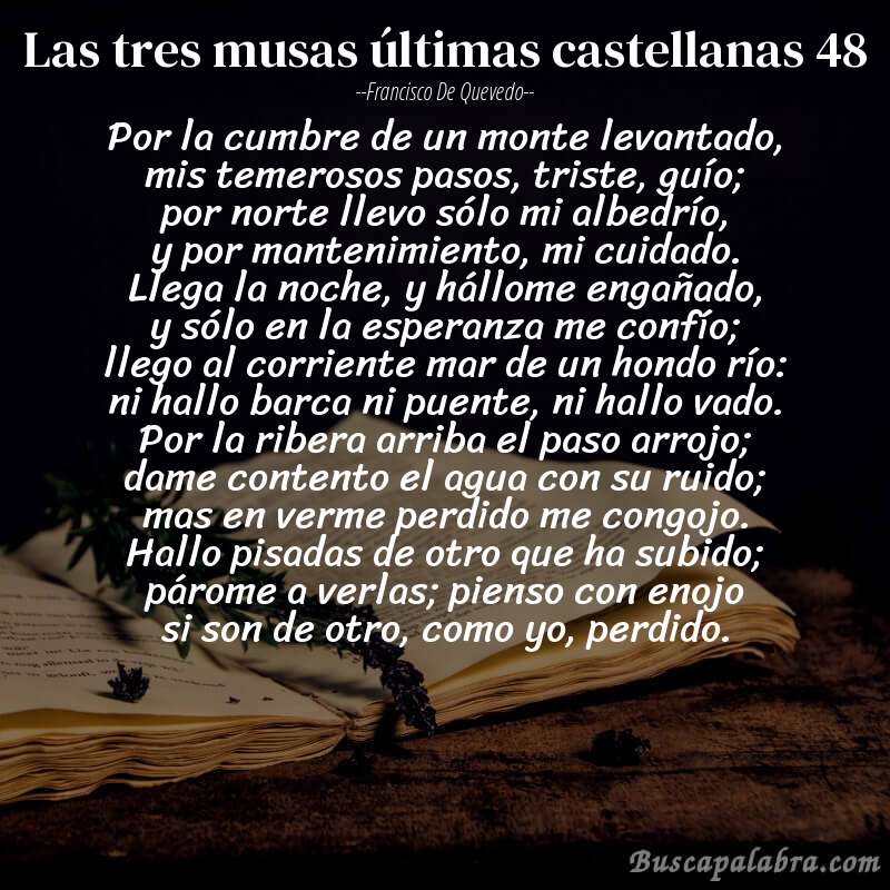Poema las tres musas últimas castellanas 48 de Francisco de Quevedo con fondo de libro