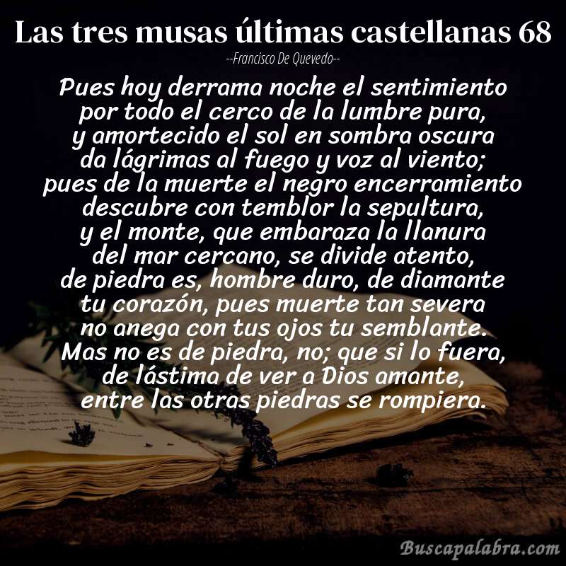Poema las tres musas últimas castellanas 68 de Francisco de Quevedo con fondo de libro