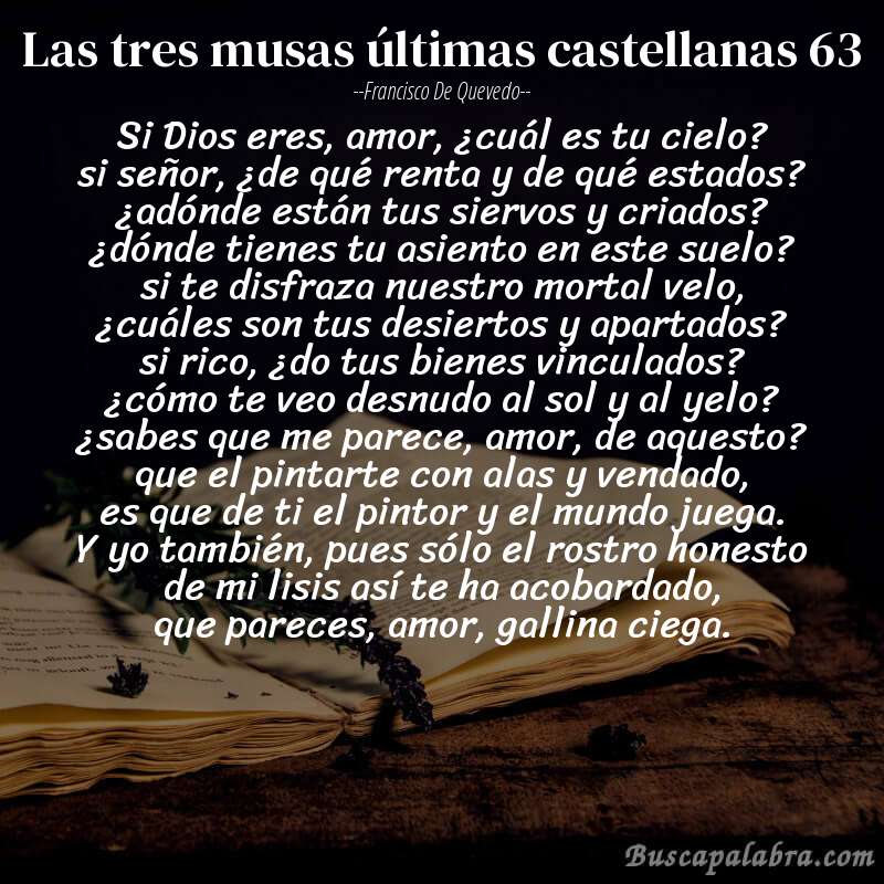 Poema las tres musas últimas castellanas 63 de Francisco de Quevedo con fondo de libro