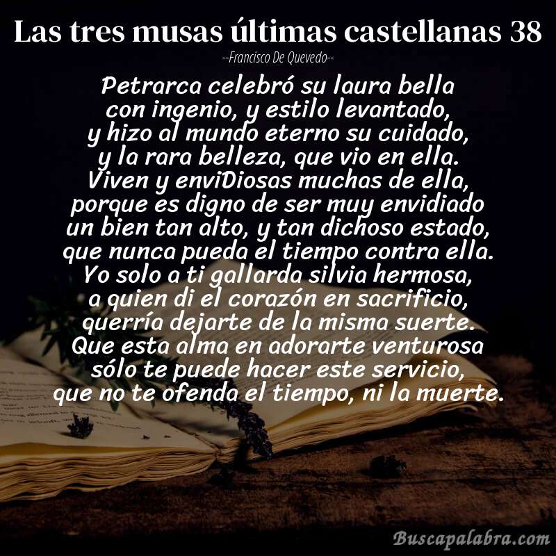 Poema las tres musas últimas castellanas 38 de Francisco de Quevedo con fondo de libro