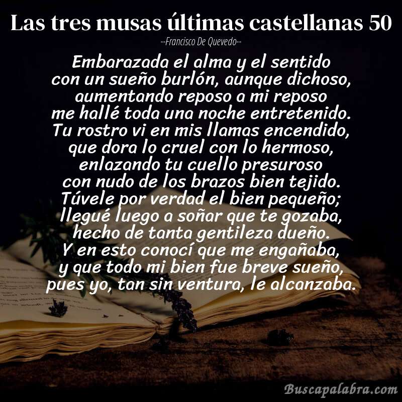 Poema las tres musas últimas castellanas 50 de Francisco de Quevedo con fondo de libro