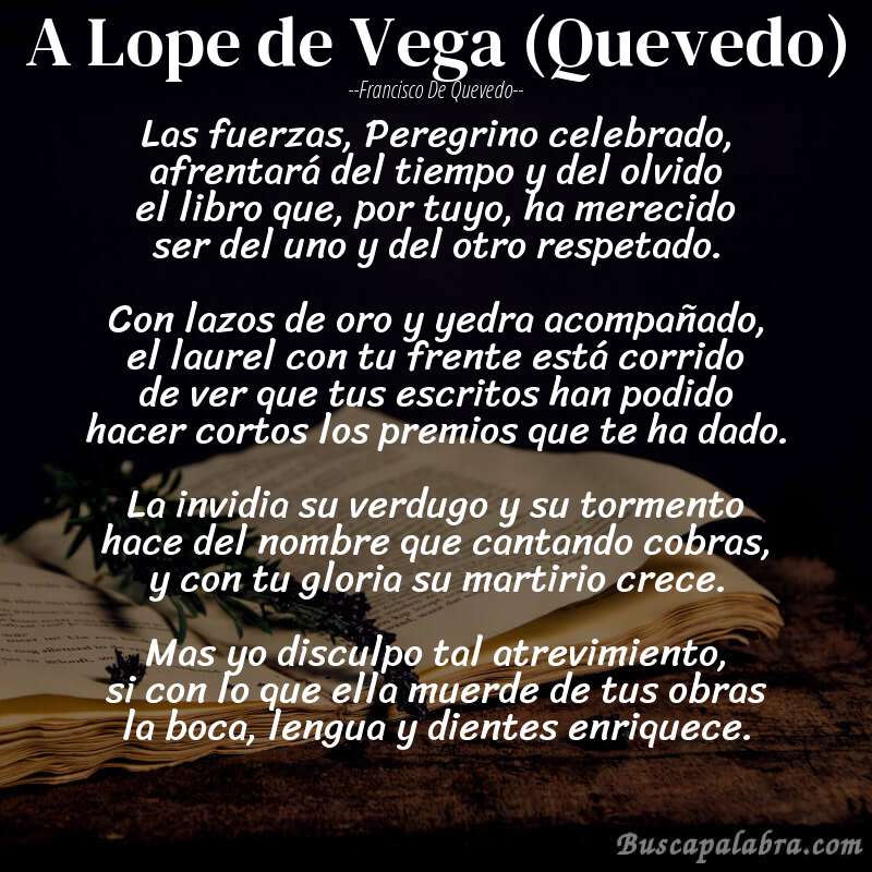 Poema A Lope de Vega (Quevedo) de Francisco de Quevedo con fondo de libro