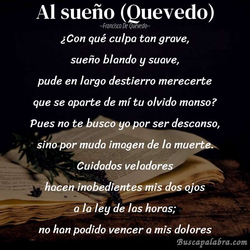Poema Al sueño (Quevedo) de Francisco de Quevedo con fondo de libro