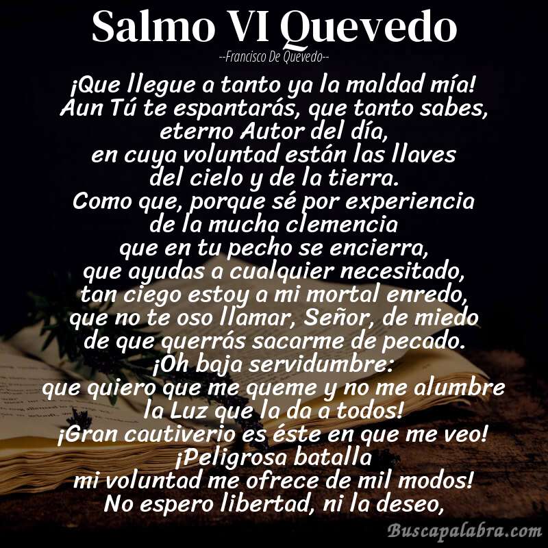 Poema Salmo VI Quevedo de Francisco de Quevedo con fondo de libro