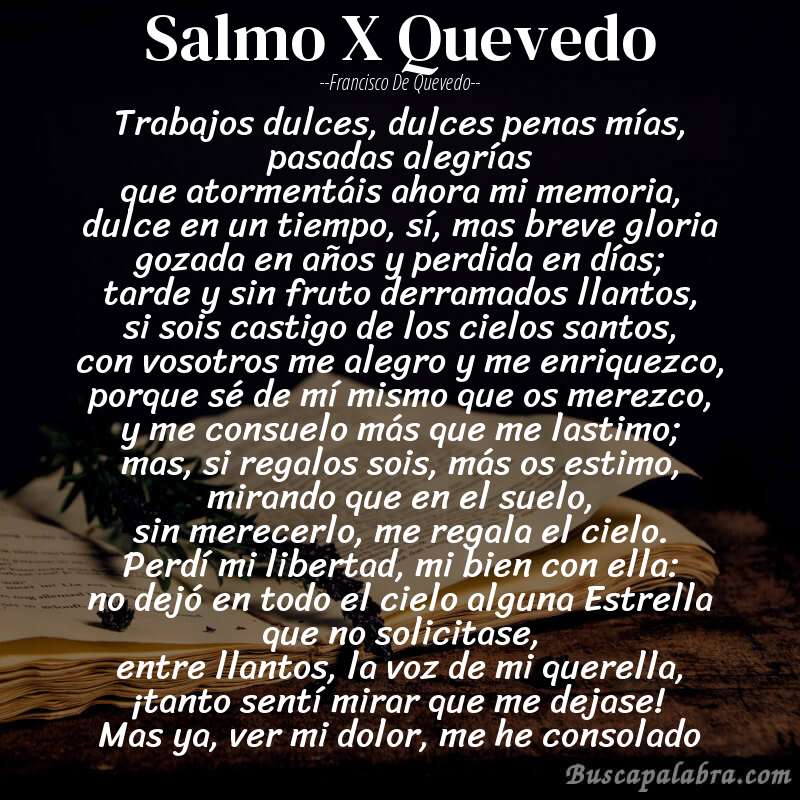 Poema Salmo X Quevedo de Francisco de Quevedo con fondo de libro