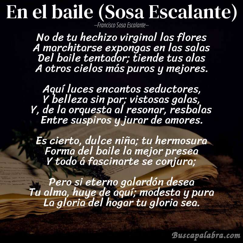 Poema En el baile (Sosa Escalante) de Francisco Sosa Escalante con fondo de libro