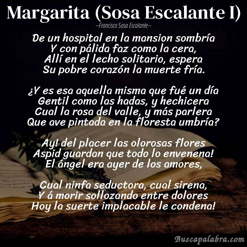 Poema Margarita (Sosa Escalante I) de Francisco Sosa Escalante con fondo de libro