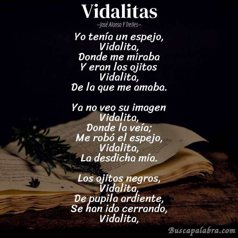 Poema Vidalitas de José Alonso y Trelles con fondo de libro