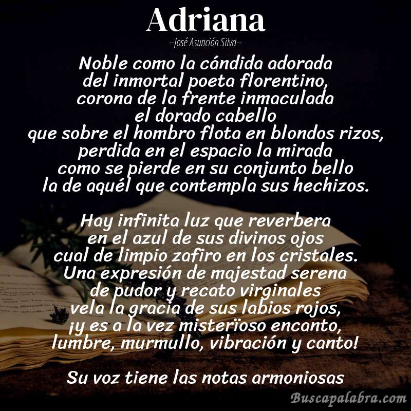 Poema Adriana de José Asunción Silva con fondo de libro