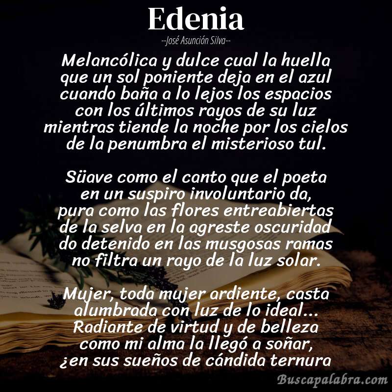 Poema Edenia de José Asunción Silva con fondo de libro