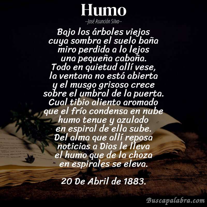 Poema Humo de José Asunción Silva con fondo de libro