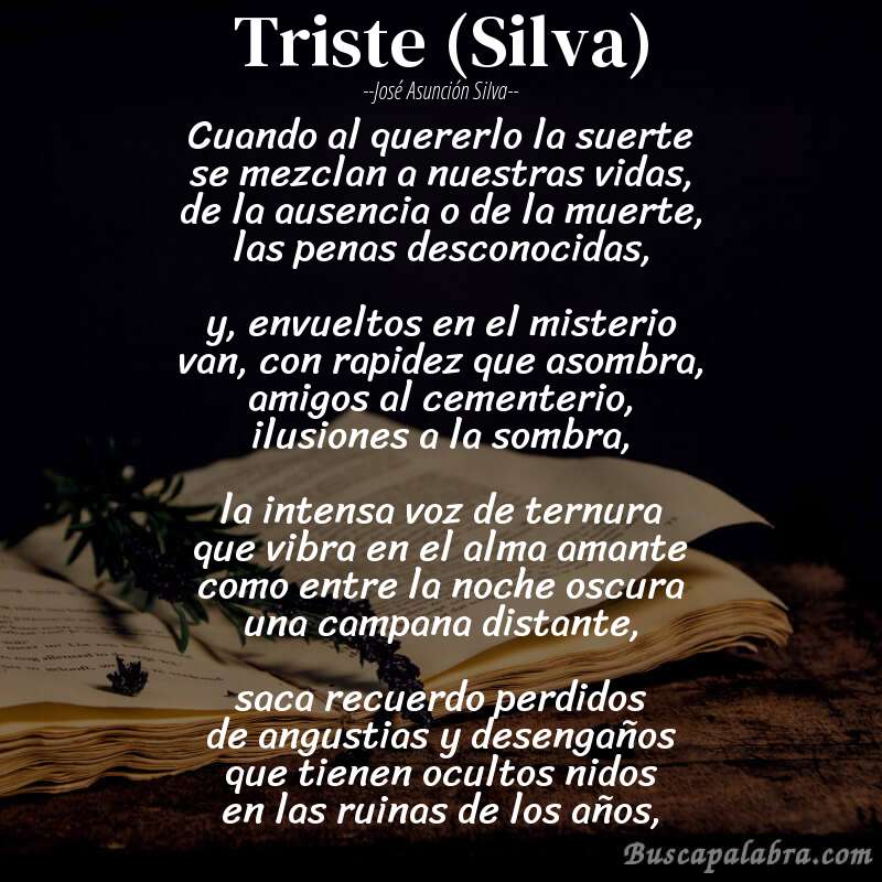 Poema Triste (Silva) de José Asunción Silva con fondo de libro