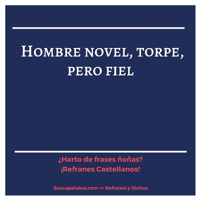 hombre novel, torpe, pero fiel - Refrán Español