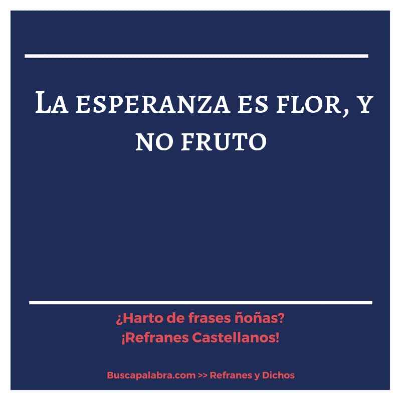 la esperanza es flor, y no fruto - Refrán Español