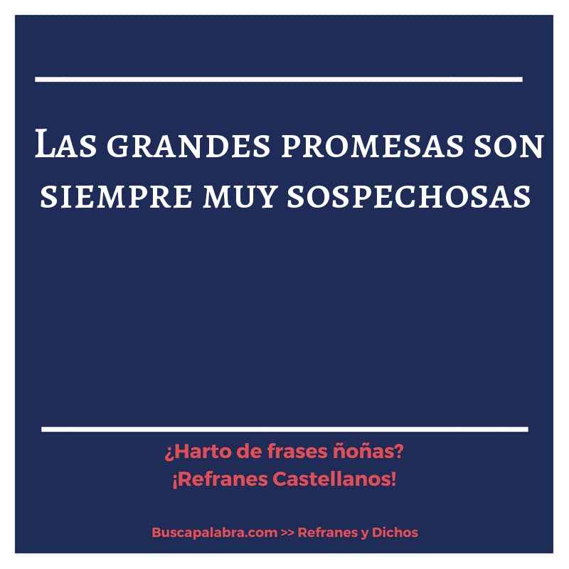 las grandes promesas son siempre muy sospechosas - Refrán Español