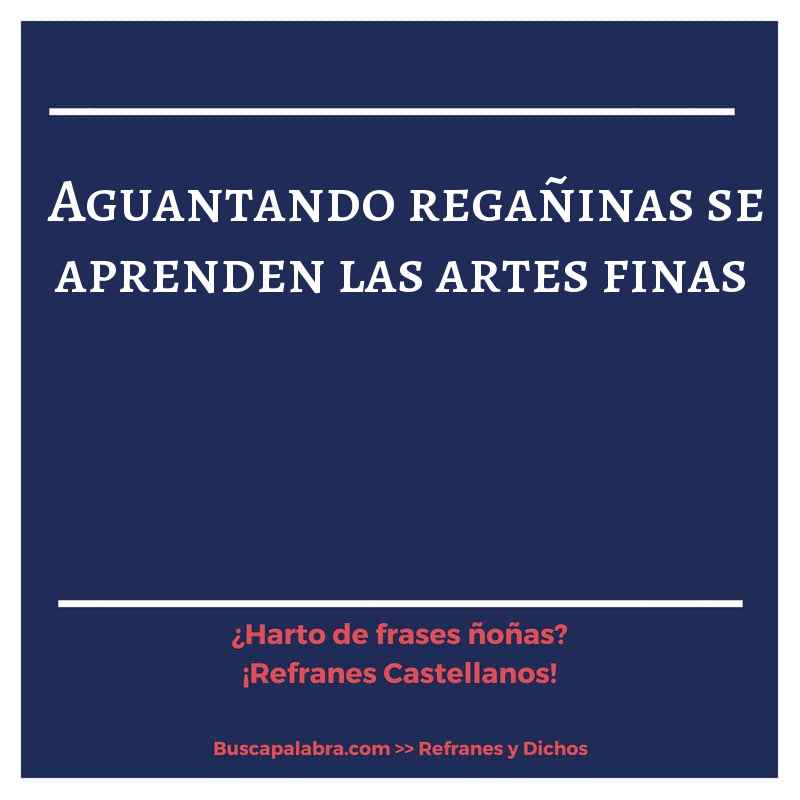 aguantando regañinas se aprenden las artes finas - Refrán Español