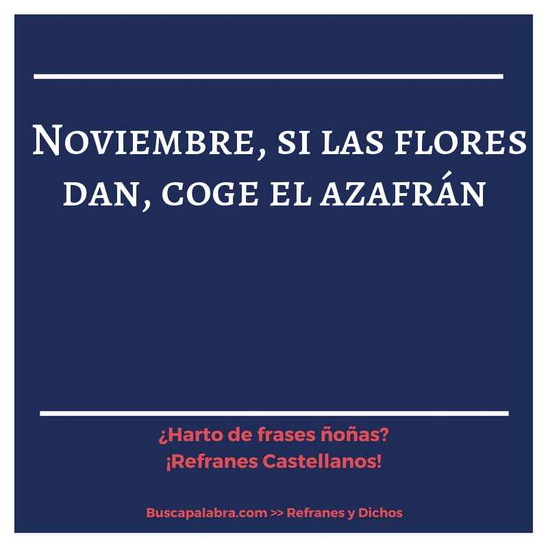 noviembre, si las flores dan, coge el azafrán - Refrán Español