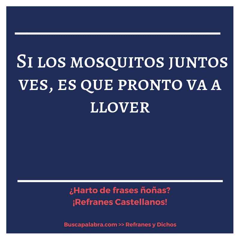 si los mosquitos juntos ves, es que pronto va a llover - Refrán Español